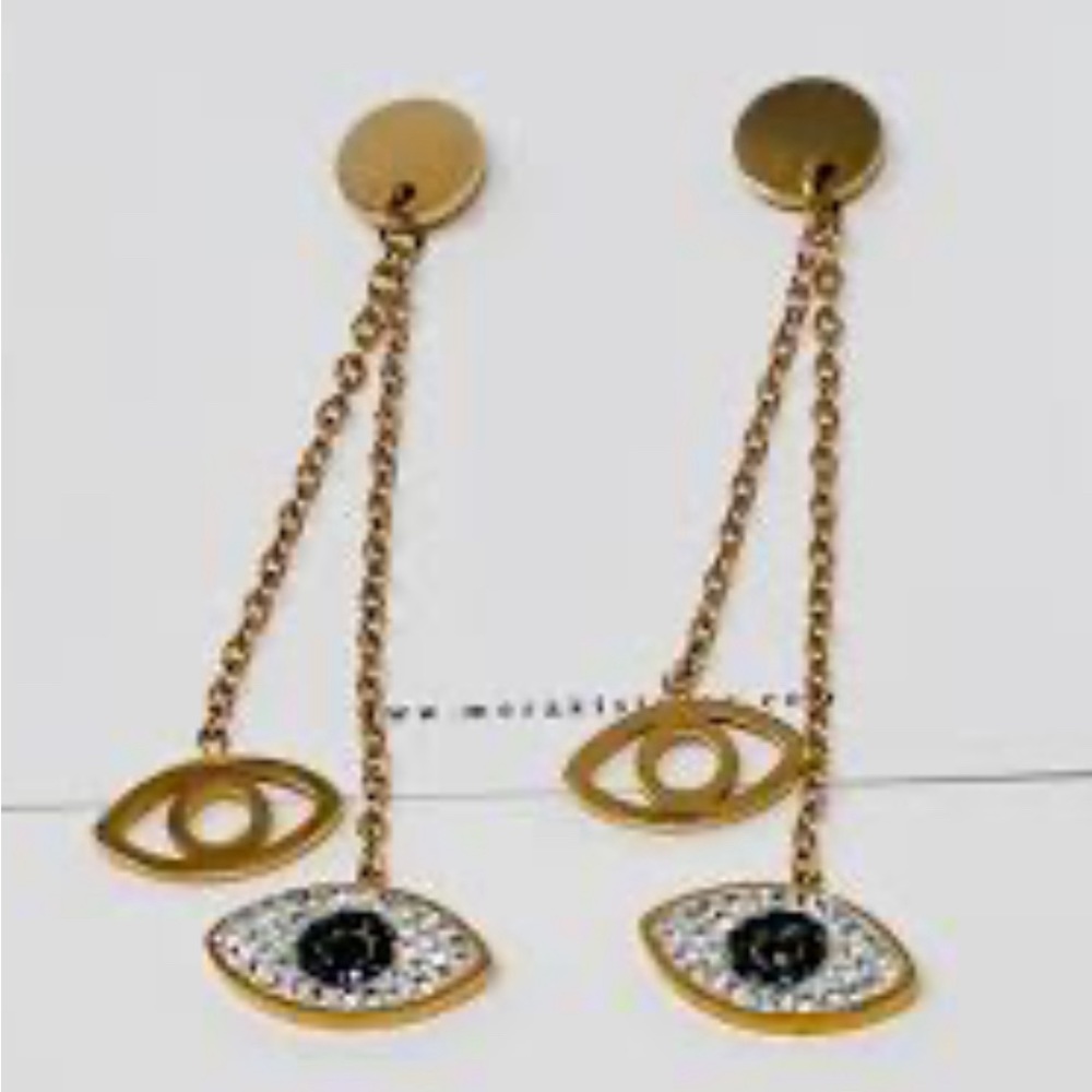 Evil eye drop earrings.